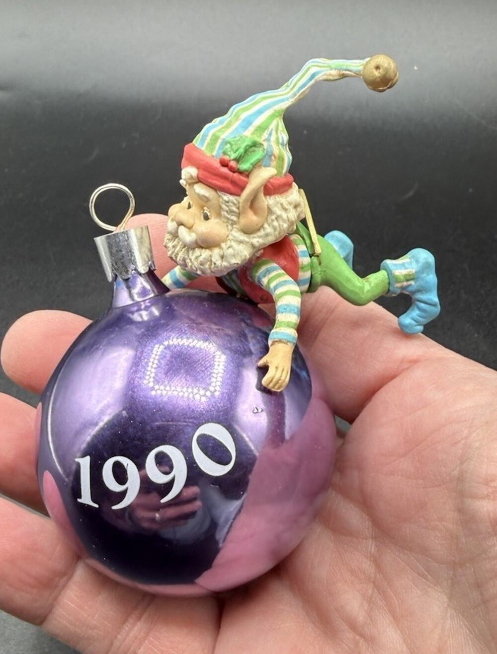 Enesco tumbles elf Christmas ornament ball Santa's helper No Box EUC -LO15